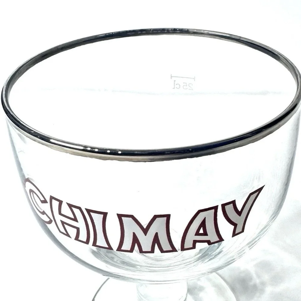 Chimay Belgian Trappist Beer Goblet 25cl Silver Rim Chalice Glass‎